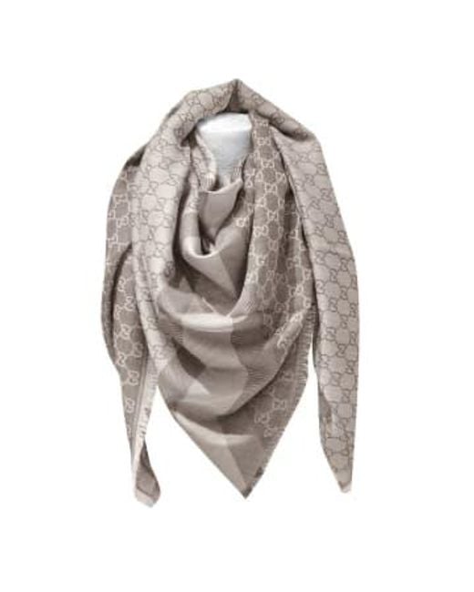 Ssima Scarf Made Of Soft Wool And Silk Brown di Gucci in Gray