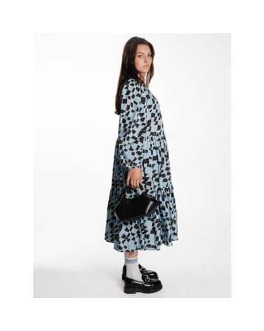 Stella Nova Blue Midi Cotton Dress With All Over Print 40