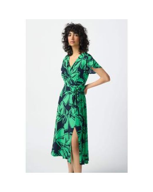 Joseph Ribkoff Green Floral Print Silky Knit Wrap Style Dress Uk10