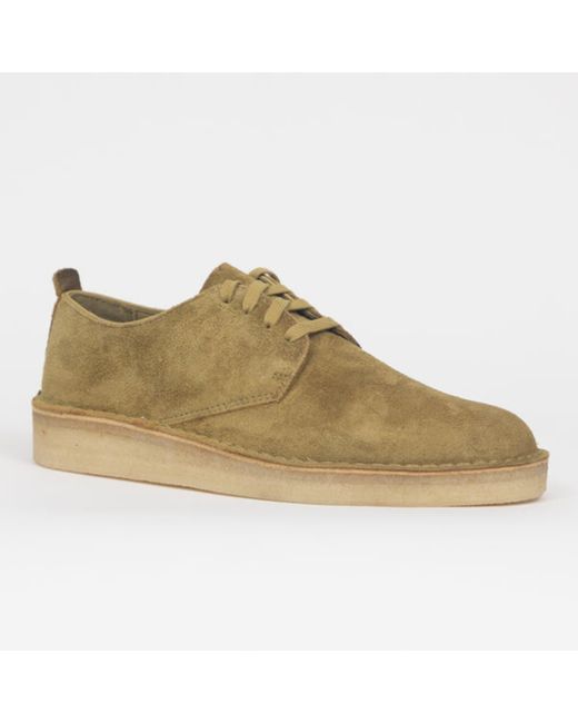 Clarks Brown Coal London Shoes In Mid Green Suede for men