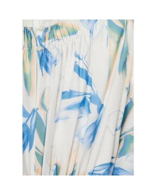 Tulip Print Elasticated Waist Midi Dress Size 10 Col di Paul Smith in Blue