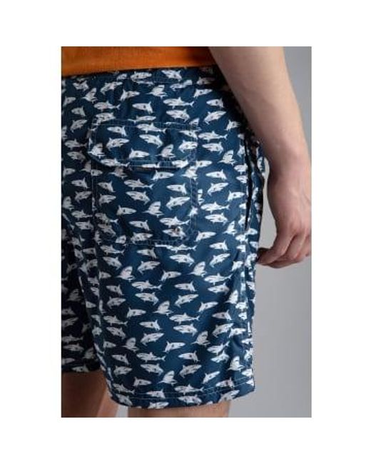 Paul & Shark Blue All Over Print Swimming Shorts Small for men