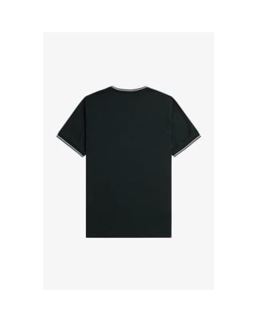 Fred Perry Black Twin Tipped T-shirt Night / Snow White for men