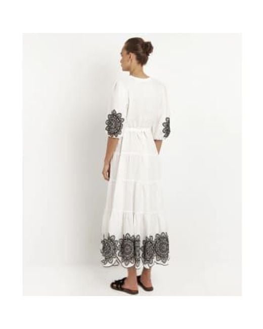Long Dress Daisy With Belt In And Black 230068 di Greek Archaic Kori in White