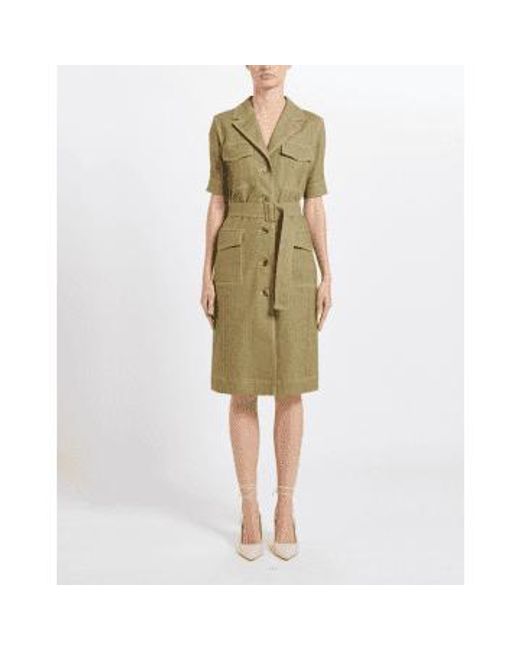 Marella Green Prominent Khaki Denim Dress Size: 12, With: 12