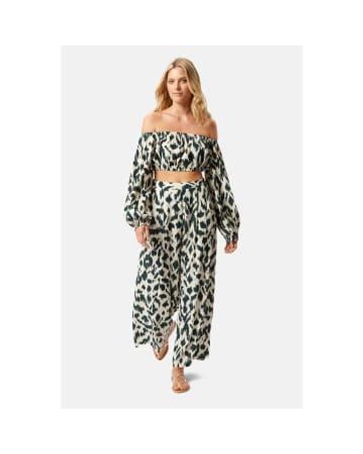 Traffic People Green Jungle Flare Trousers In Viscose