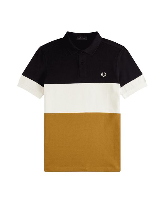 Fred Perry Cotton Colour Block Polo Shirt Dark Caramel for Men | Lyst