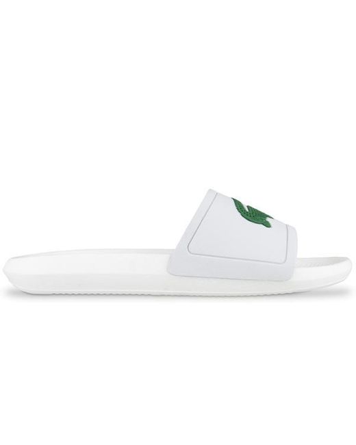 mens white lacoste sliders