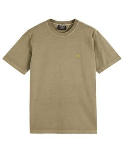 Scotch & Soda Green Embroidered T Shirt for men