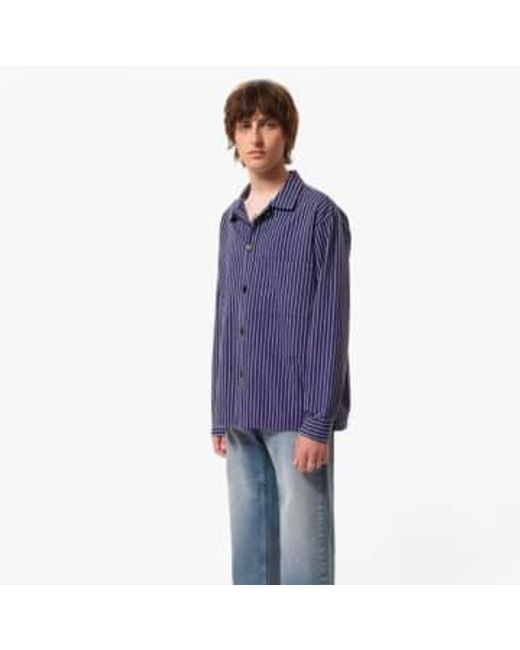 Berra Striped Worker Shirt 1 di Nudie Jeans in Blue da Uomo