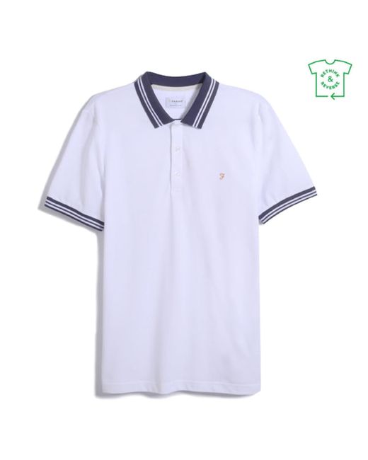 Farah Stanton Slim Fit Cotton Polo Shirt In White for Men | Lyst UK