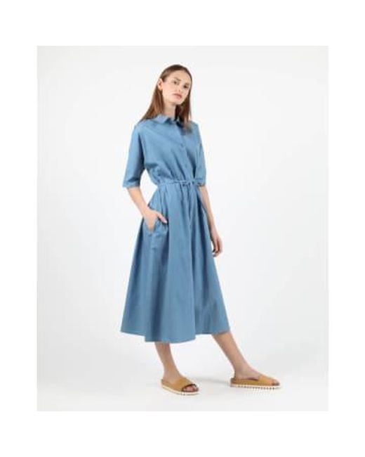 Wemoto Blue Fae Chambray Maxi Shirt Dress Xs