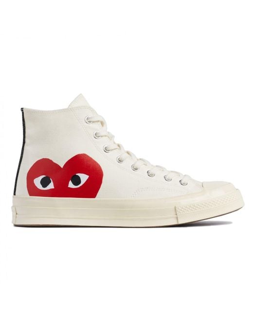 X Converse Red Heart Chuck Taylor All Star 70 High White Chaussures COMME DES GARÇONS PLAY pour homme