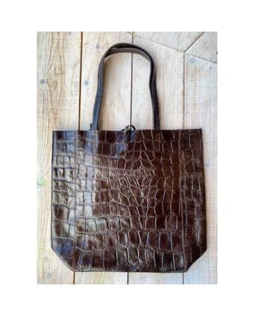 Marlon Brown Croc Shopper Handbag Chocolate / Os