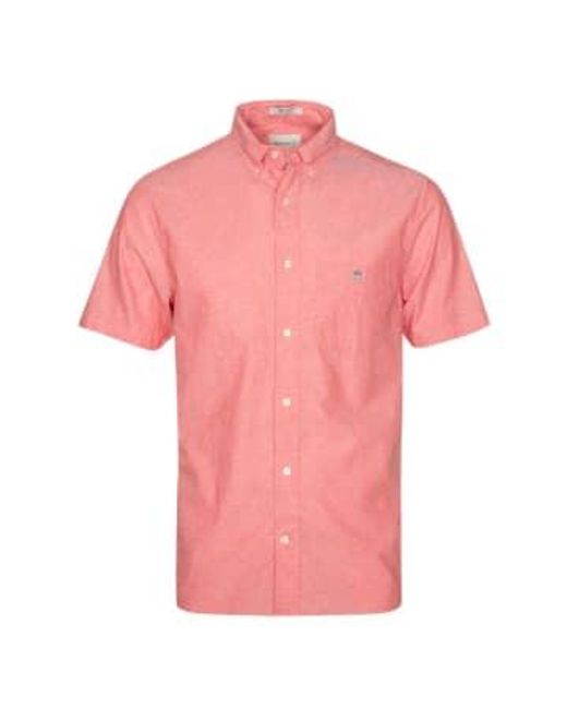Gant Pink Regular Fit Cotton Linen Short Sleeve Shirt for men