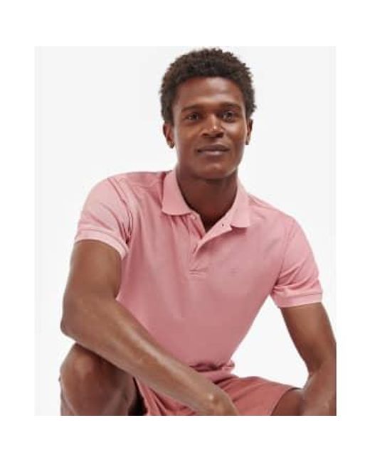 Barbour Pink Salt Washed Out Polo Shirt M for men