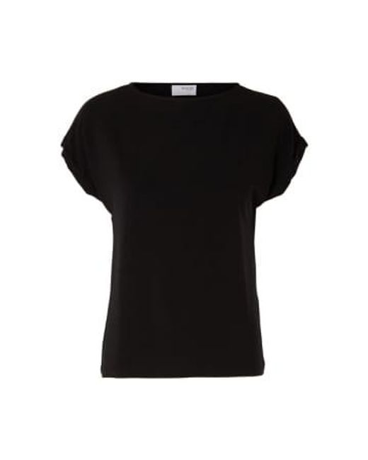 T-shirt cou bellis SELECTED en coloris Black