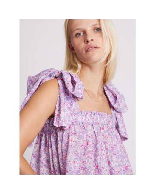 Berenice Purple Tipi Sleeveless Top With Shoulder Bows 36