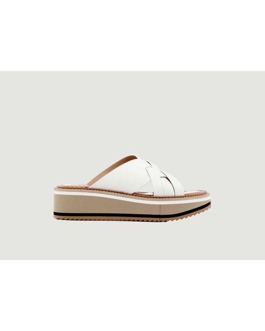 Robert Clergerie Natural White Mules Falone | Lyst