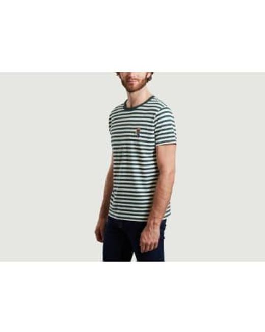 Maison Labiche Blue Striped T Shirt With Dog Embroidery M for men