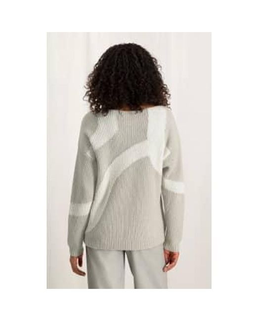 Yaya Gray Jacquard Sweater With Boatneck And Long Sleeves Silver Lining Beige Dessin Xs