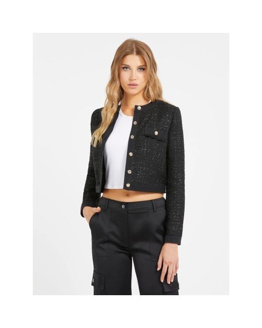 Guess Clarissa Tweed Jacket in Black Lyst