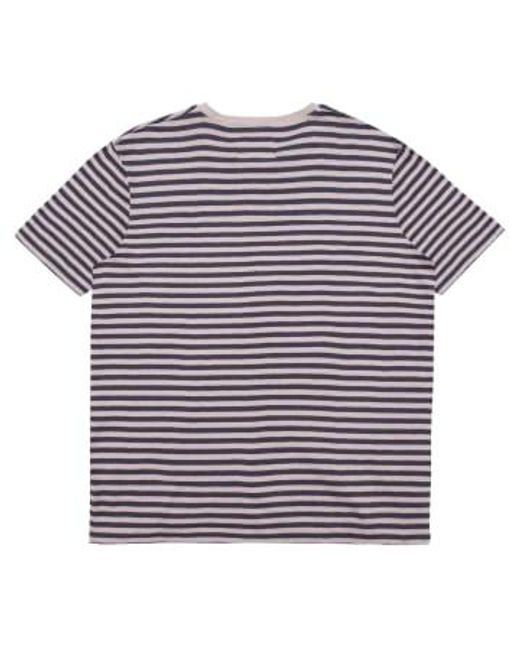 Folk Blue Classic Stripe T-shirt Charcoal / Ecru Medium for men