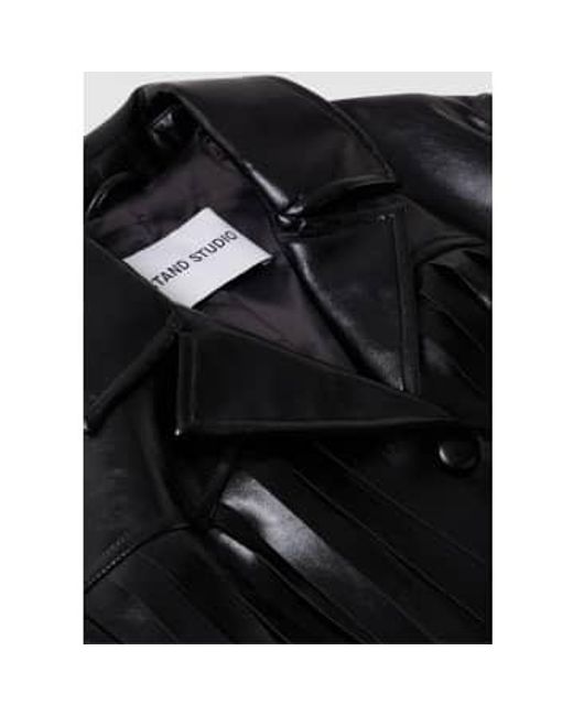 Veste à franges en faux cuir sienne en noir Stand Studio en coloris Black