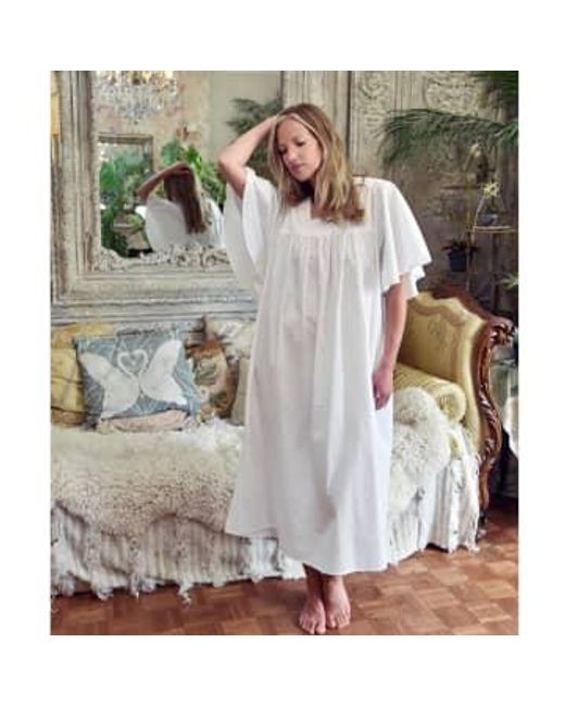Ladies Cotton Nightdress With Fluted Sleeves Valentina di Powell Craft in Gray