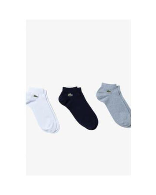 Lacoste Blue Pack Of 3 Pairs Low Sport Trainer Socks 6-8 for men