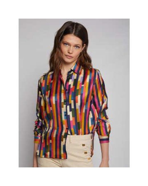 Vilagallo Multicolor Isabella Shirt Geometric Silk Print Uk 6