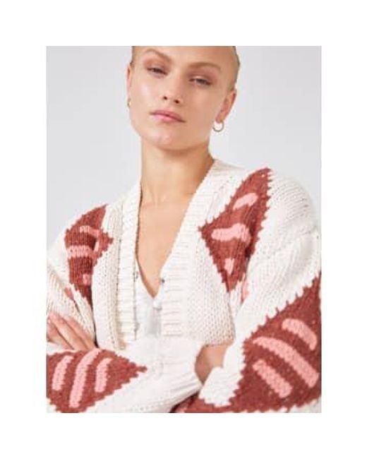 Hayley Menzies Red Nomad Cotton Intarsia Long Cardigan Xs