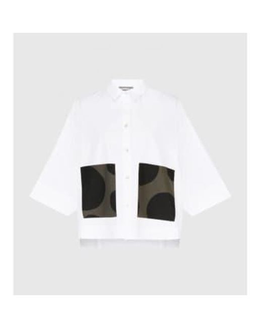 Alembika White Shirt With Black And Khaki Spot Pocket