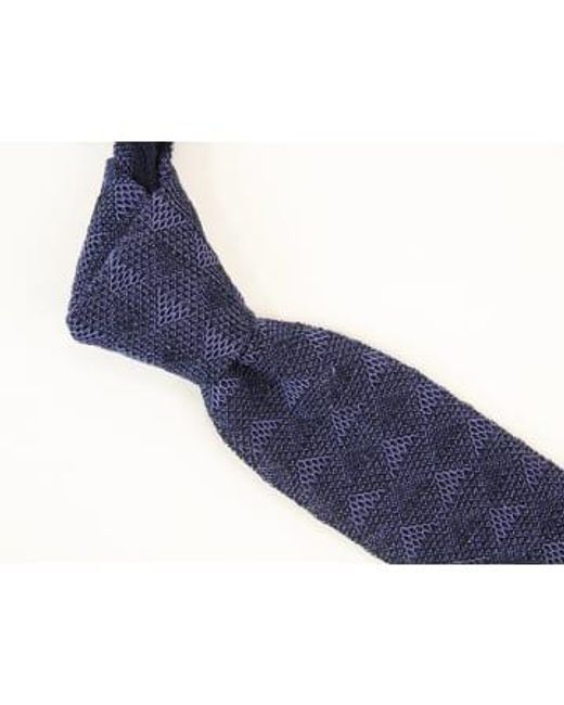 40 Colori Blue Linen Diamonds Knitted Tie for men