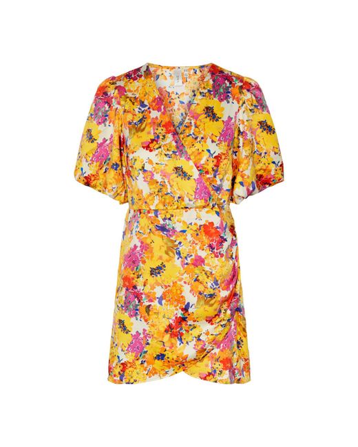 Y.A.S Yellow Yasmin Floral Crossover Dress