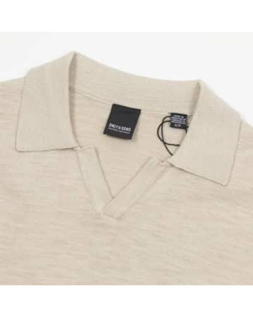 Only & Sons Natural Resort Short Sleeve Knitted Polo Shirt In for men