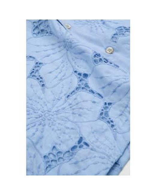 Wales Bonner Blue Highlife Bowling Shirt Light Floral Lace 48 for men