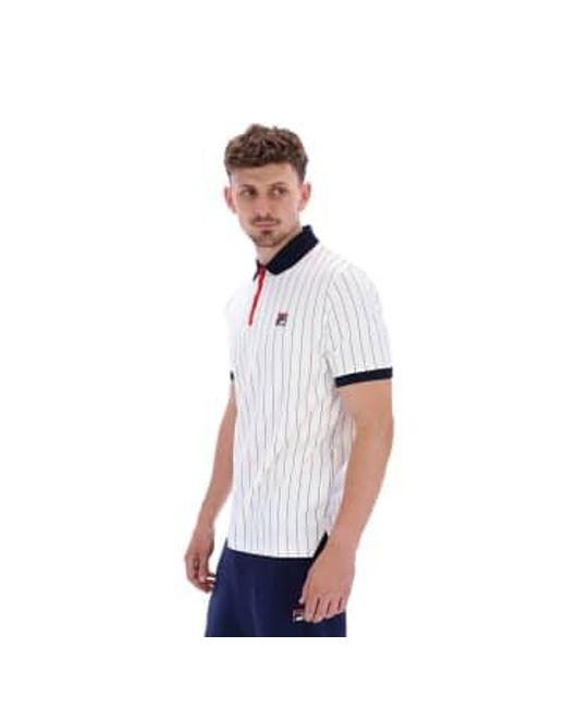 Fila White Bb1 Classic Vintage Stripe Polo Shirt Medium for men