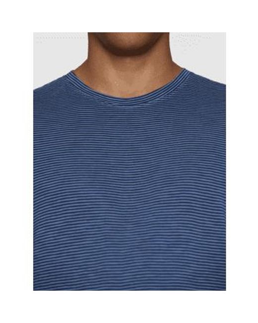 1010012 stripe étroite à rayures slub t-shirt Knowledge Cotton pour homme en coloris Blue