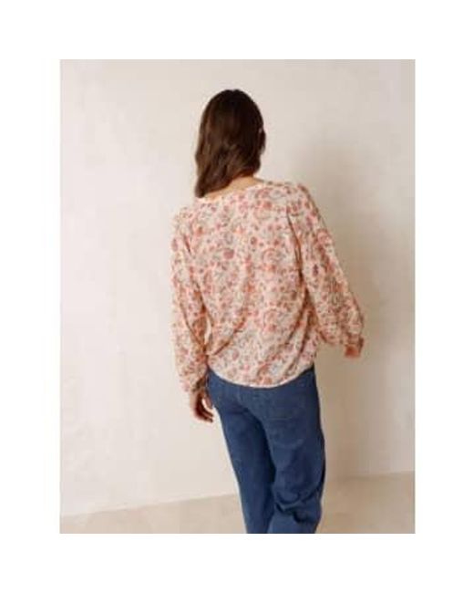 Indi And Cold Mc187P Floral Organic Cotton Blouse In Peach di Indi & Cold in Pink