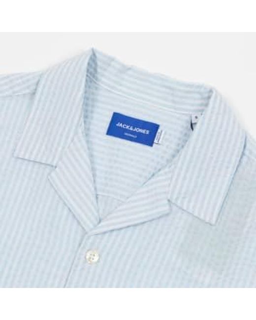 Jack & Jones Blue Striped Textured Shirt for men