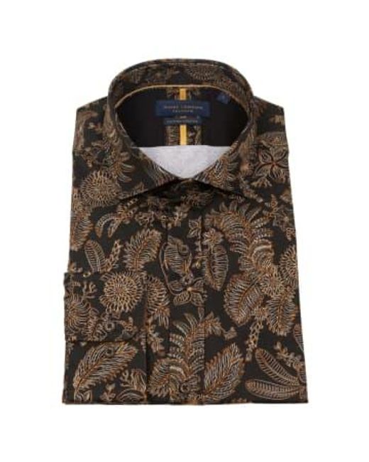 Guide London Brown Floral Leaf Motif Shirt for men