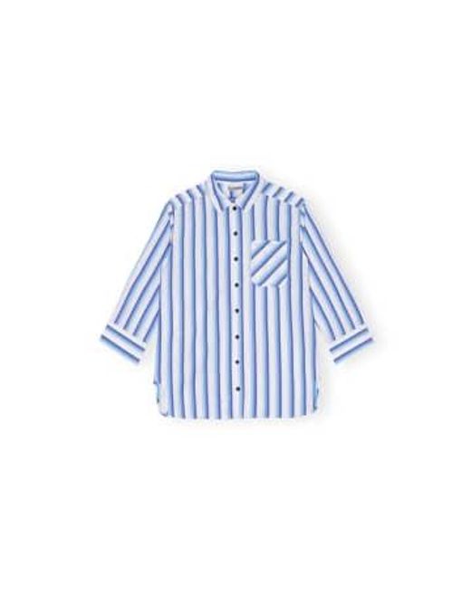 Ganni Blue Stripe Cotton Shirt 38 for men