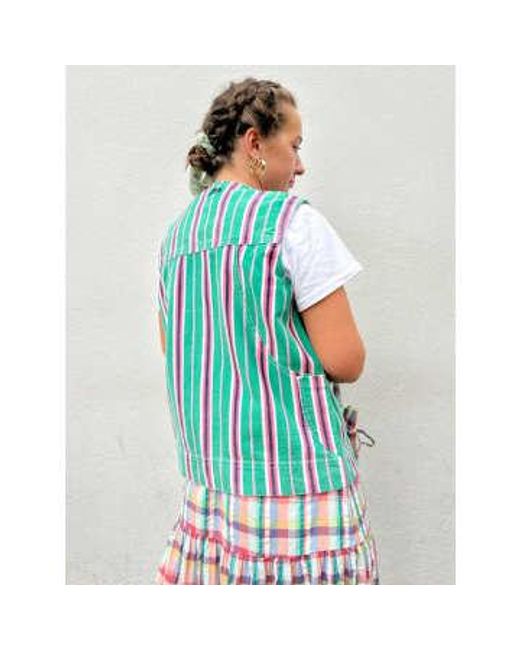 Dilly And Green Stripe Vest di Damson Madder in Pink