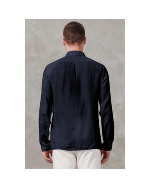 Transit Blue Linen Shirt W/ Patch Pocket Double Extra Large for men