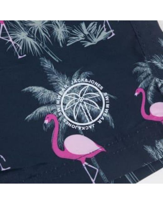 Jack & Jones Blue Fiji Flamingo Swim Shorts for men