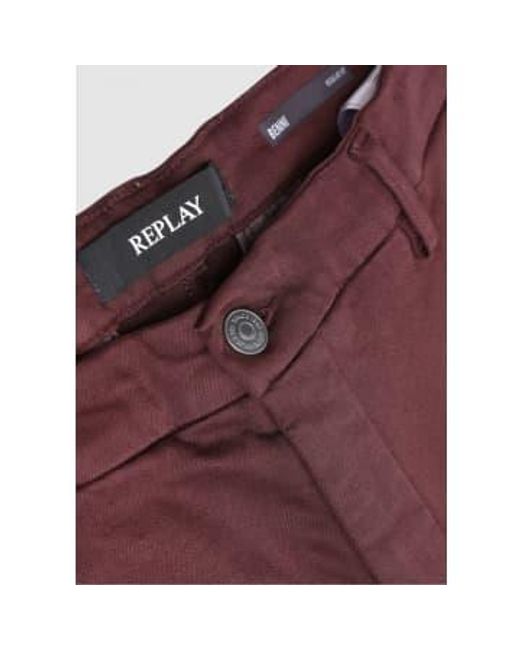 Replay Purple S Benni Chino Hyperflex X-lite Trousers for men