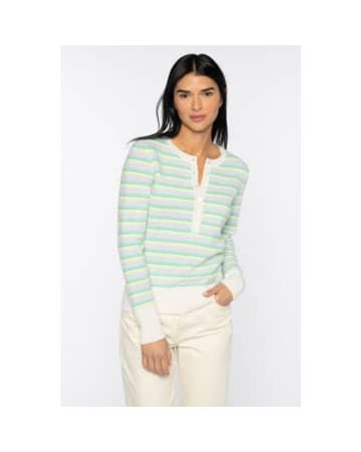 Kinross Cashmere Green Micro Stripe Henley