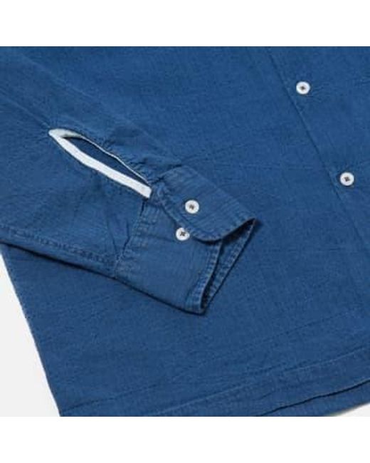 Universal Works Blue Long Sleeved Camp Ii Shirt Seersucker Washed S for men