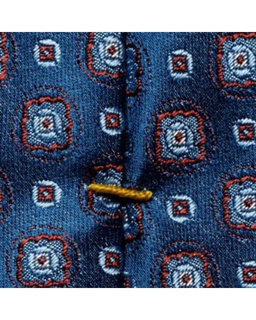 Eton of Sweden Blue Dark Silk Medallion Tie One Size for men